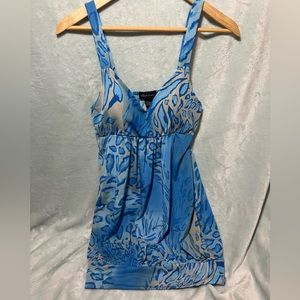Blue Animal Print Y2K Mini Dress